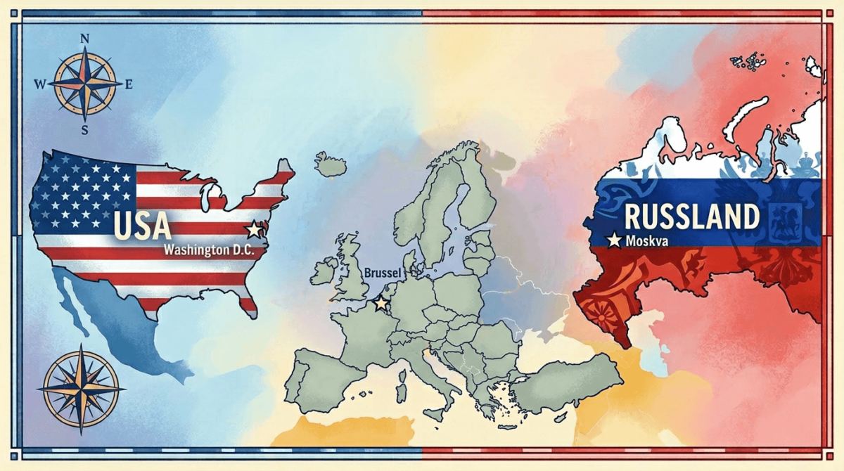 Kart over USA, Europa og Russland