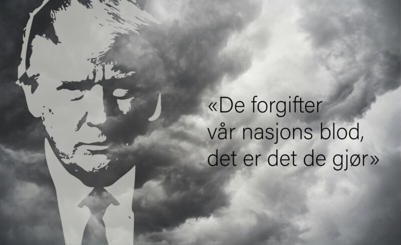 Illustrasjon av Donald Trump med sitat